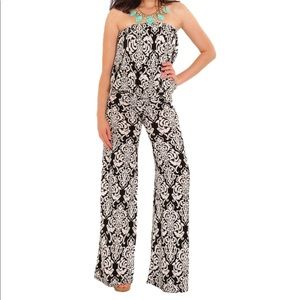 Black/White Tube Jumpsuit